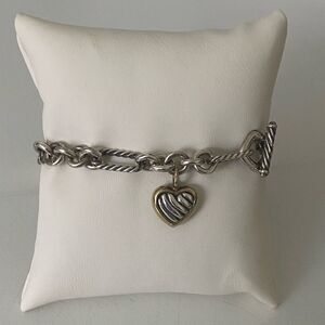 Vintage David Yurman Figaro Link Bracelet With Heart Charm